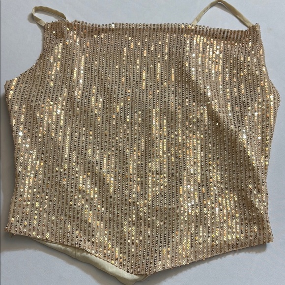 Gold Asymmetrical Sequin Camisole Top - Picture 2 of 2